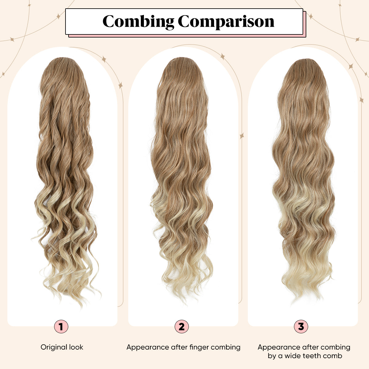 26" Synthetic Curly Hairpiece Long Ombre Invisible Instant Claw Clip In Hair Tails Ponytail Wig Extensions