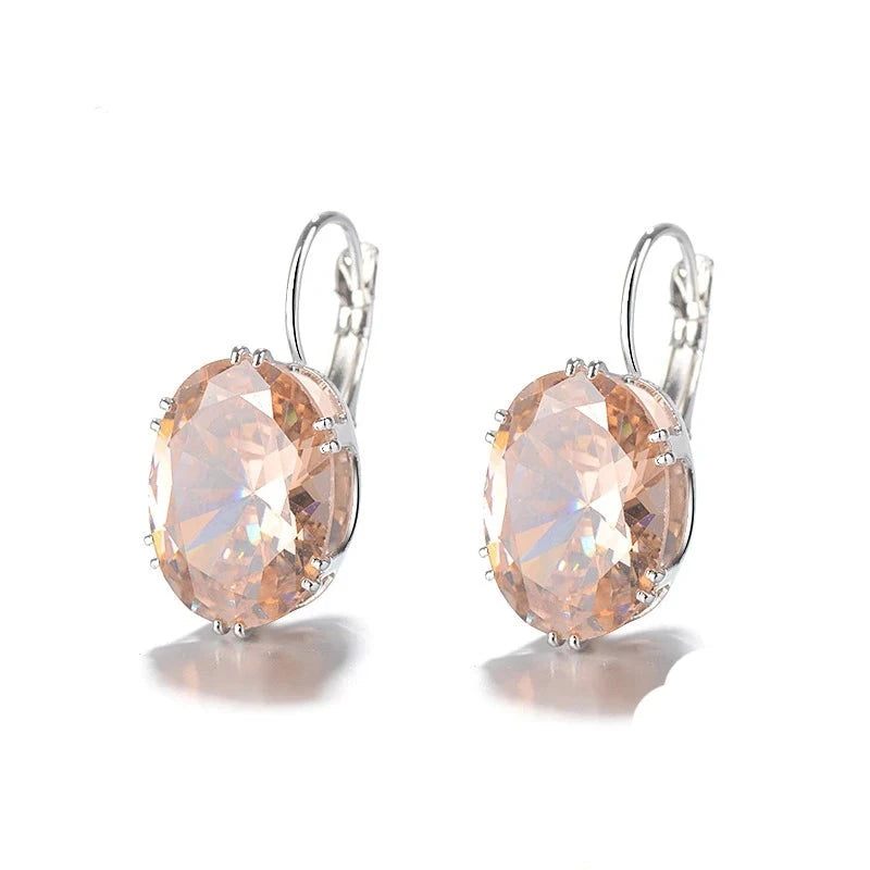 Oval Shape Zircon Gemstone Trendy Drop Earring