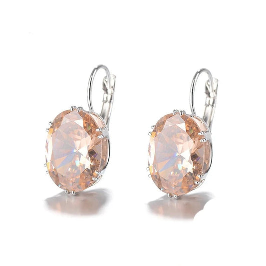 Oval Shape Zircon Gemstone Trendy Drop Earring