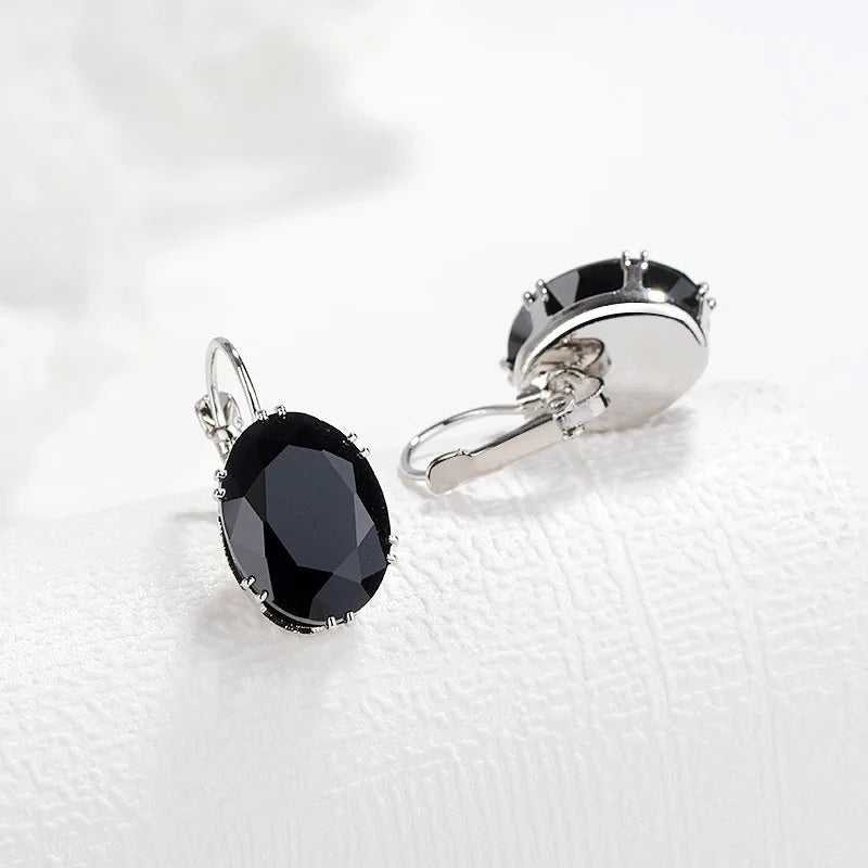 Oval Shape Zircon Gemstone Trendy Drop Earring