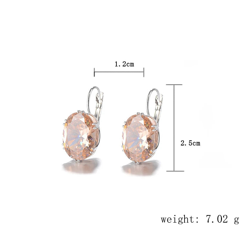 Oval Shape Zircon Gemstone Trendy Drop Earring