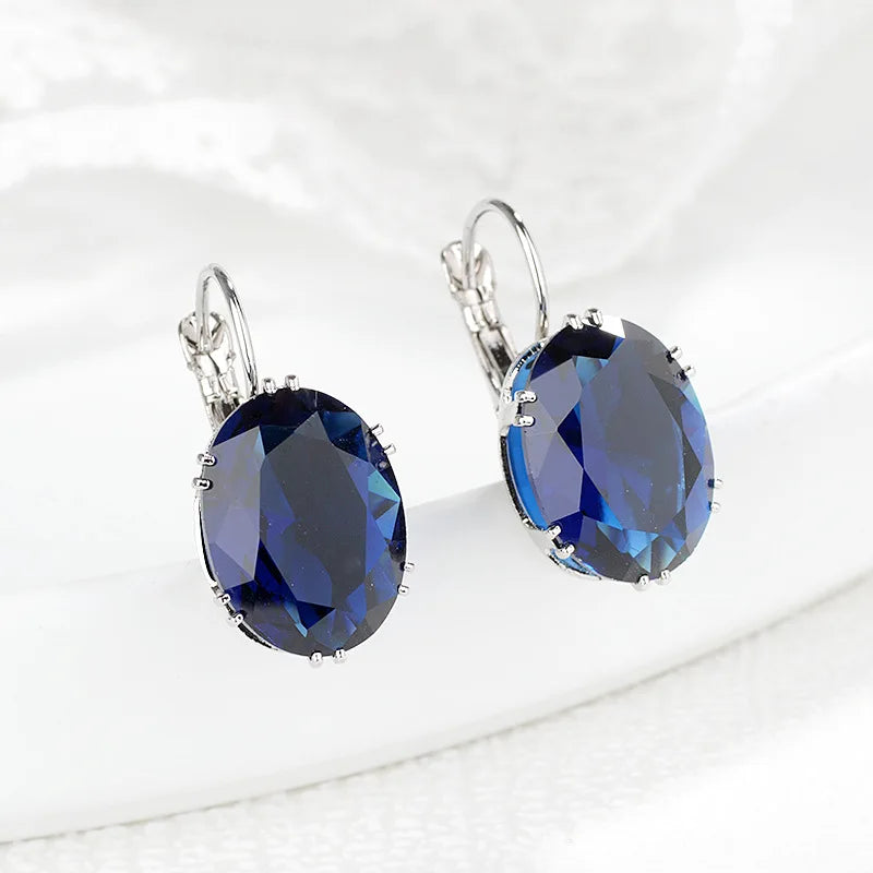 Oval Shape Zircon Gemstone Trendy Drop Earring