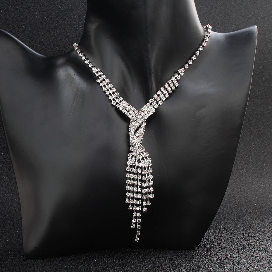 Crystal Rhinestone Braided twist Design American Wedding Diamond Bridal Jewelry Set