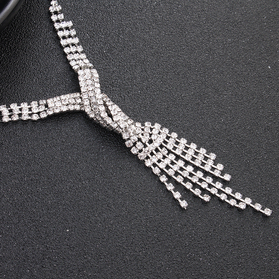 Crystal Rhinestone Braided twist Design American Wedding Diamond Bridal Jewelry Set