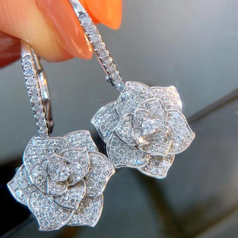 Diamond Zircon Flowers Earrings