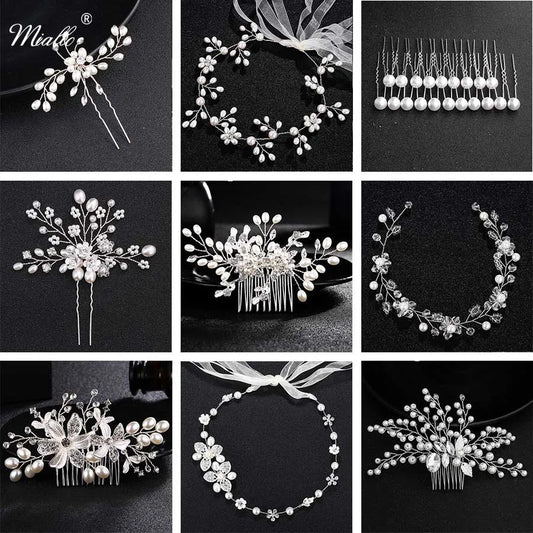 Miallo Fashion Pearls Wedding Hair Clip Bridal Hair Accessories Jewelry Flower Comb Hairpins Handmade Pearl Headpieces