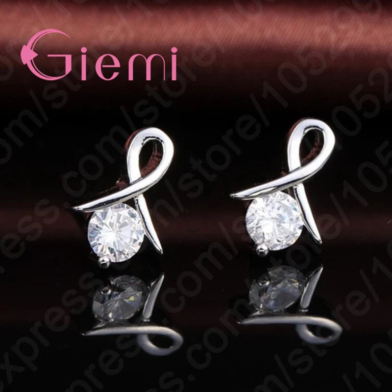 Genuine 925 Sterling Silver High Quality Cubic Zirconia Necklace Earrings Pendant Crystal Jewelry Set For Women