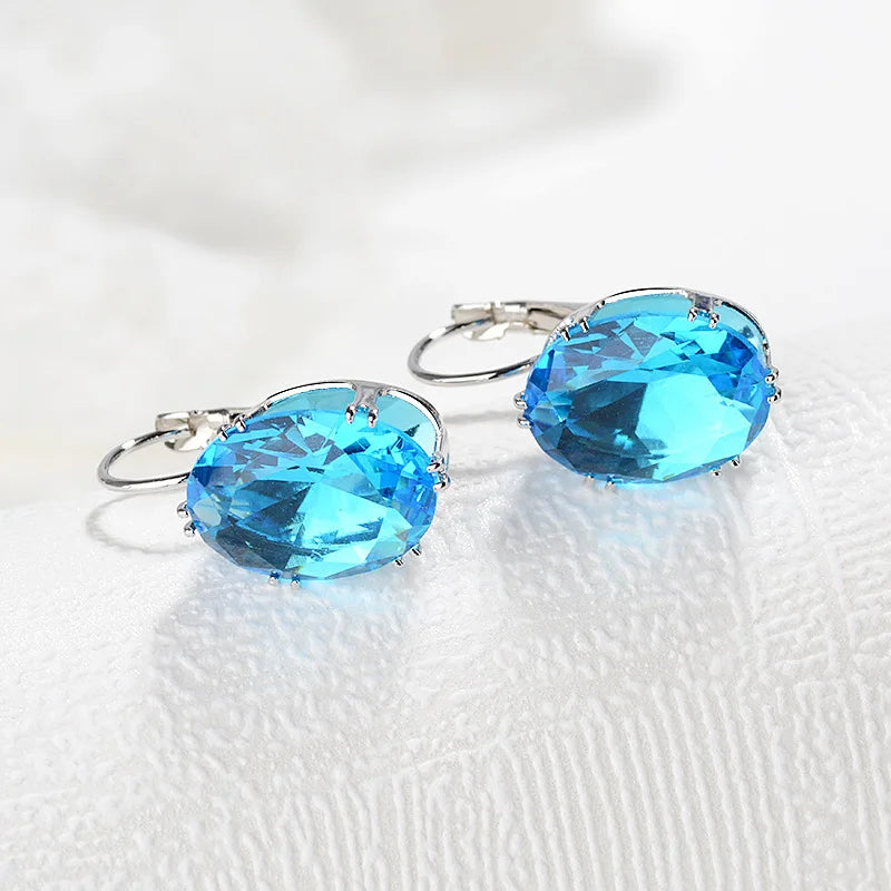 Oval Shape Zircon Gemstone Trendy Drop Earring