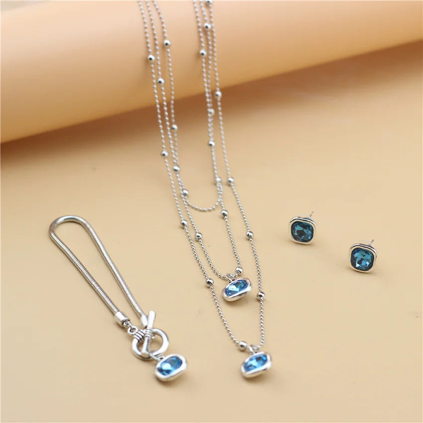 Crystal Jewelry Accessories Set Necklace&Earring&Bracelet Funny Gift