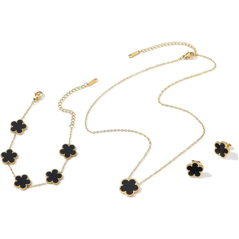 Set 14K Gold Plated Stainless Flowers