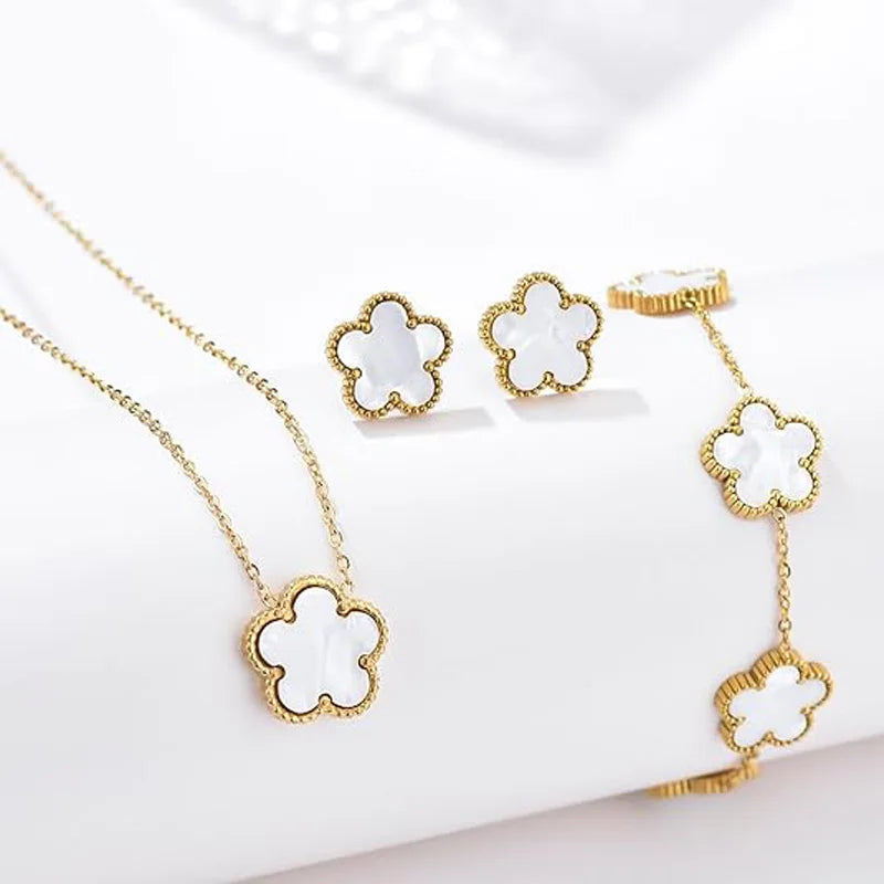 Set 14K Gold Plated Stainless Flowers