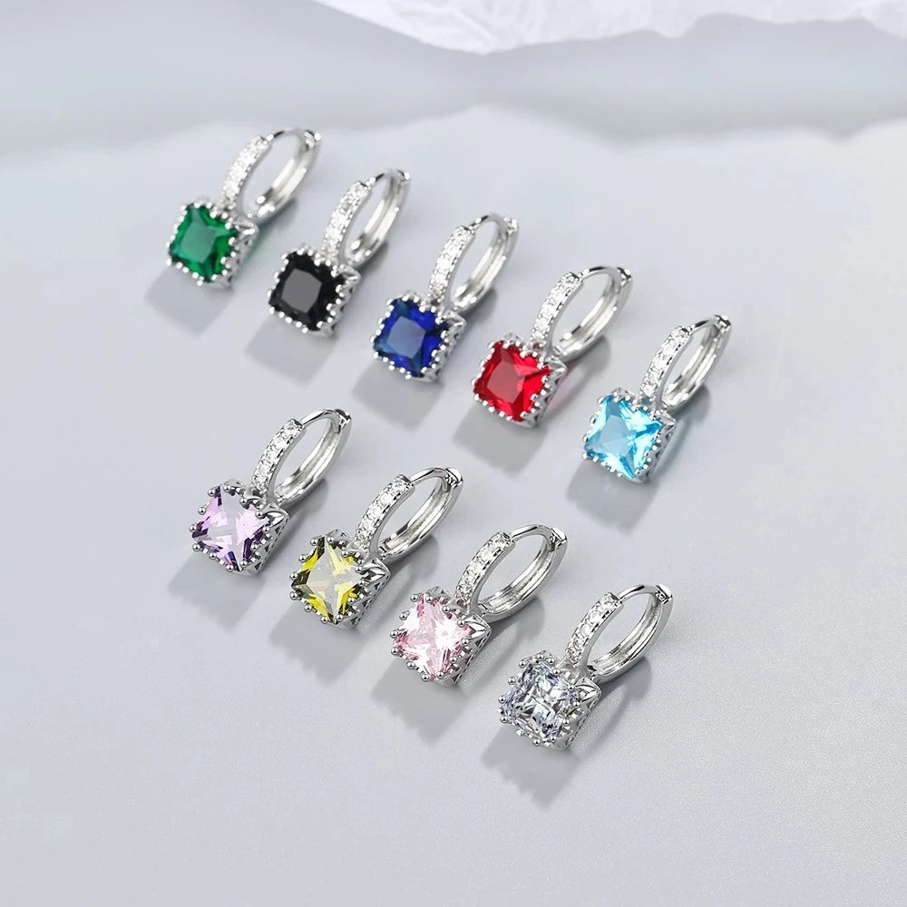 Crystal Square Zircon Drop Earrings