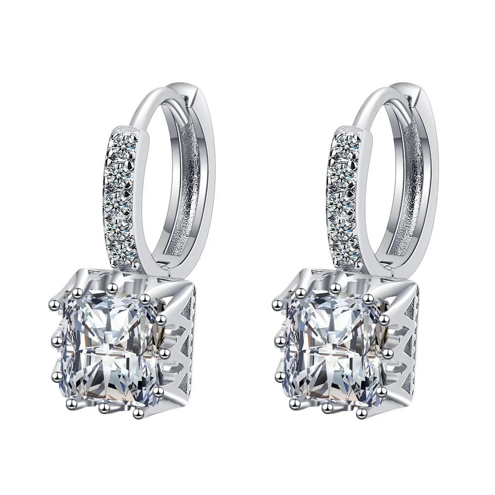 Crystal Square Zircon Drop Earrings