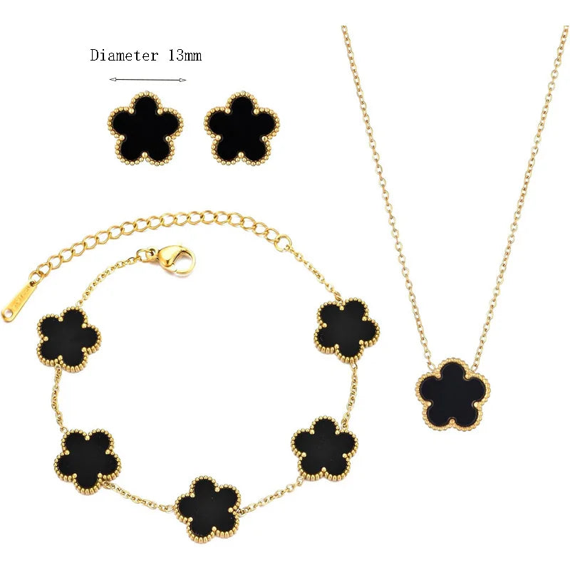 Set 14K Gold Plated Stainless Flowers