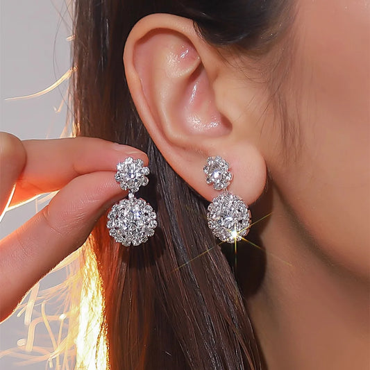 Delicate Zircon Snowflake Stud Earrings