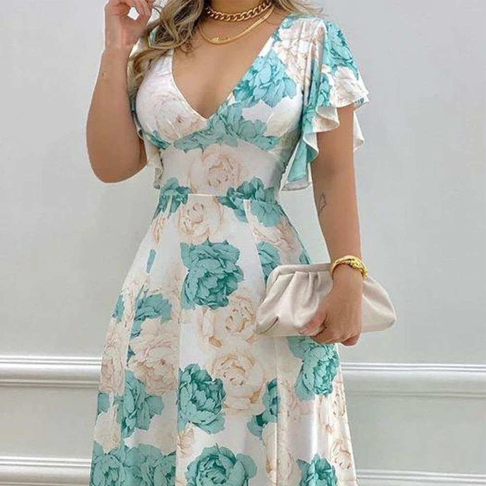 Elegant High Waist Holiday Maxi Dress