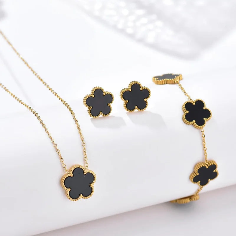 Set 14K Gold Plated Stainless Flowers