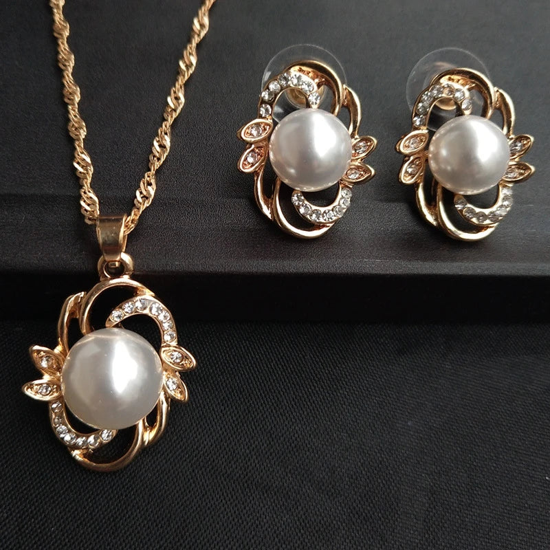 Several Pearl Jewelry Sets Fashion Gold/Silver Crystal