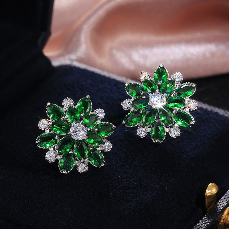 Fancy Small Earrings Designs Sunflower Double Zircon