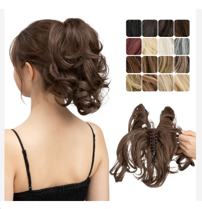 Ponytail Hair Extensions Short Curly Ponytail Natural Wavy Synthetic