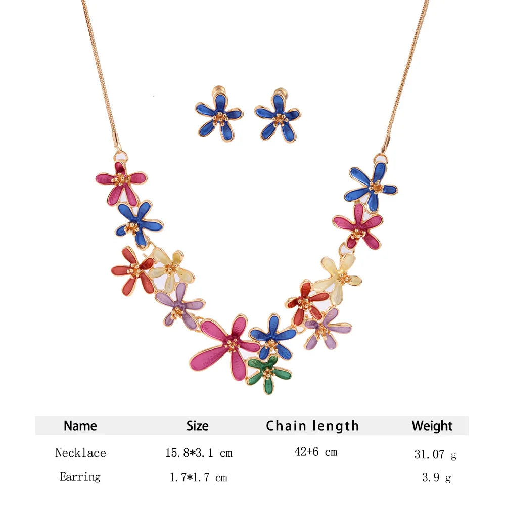 Flower Retro Necklaces and Earrings Sets Neck