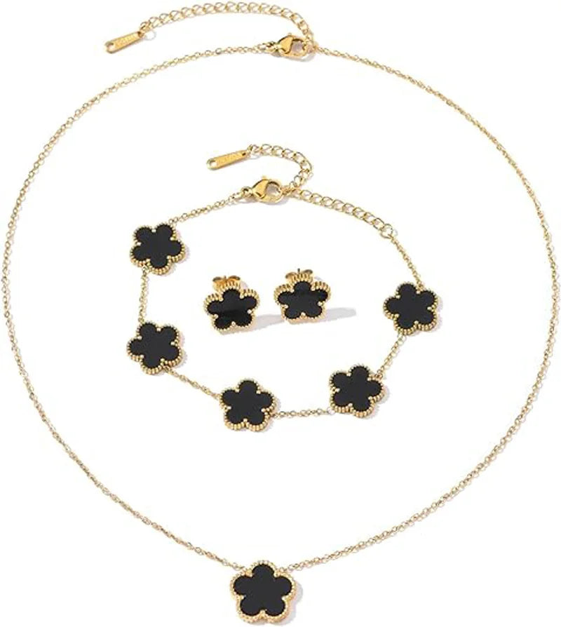 Set 14K Gold Plated Stainless Flowers