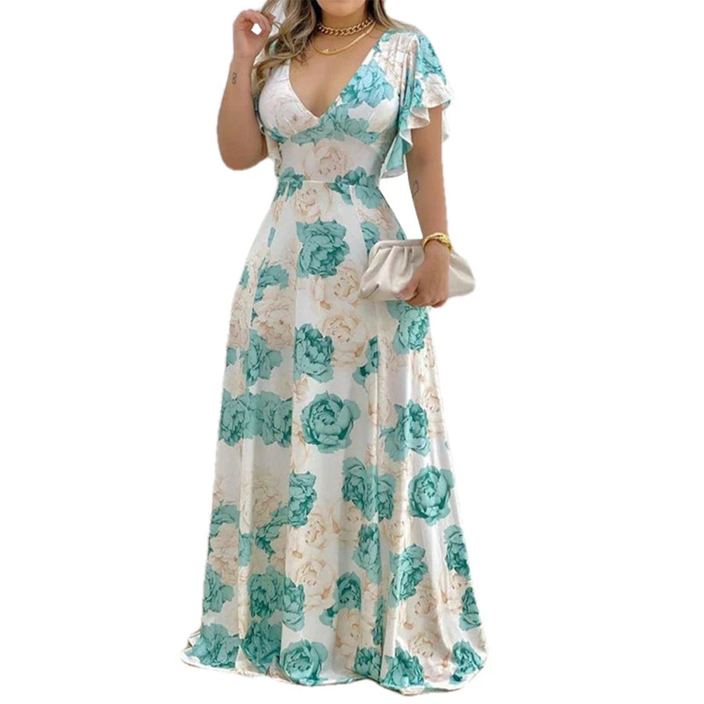 Elegant High Waist Holiday Maxi Dress