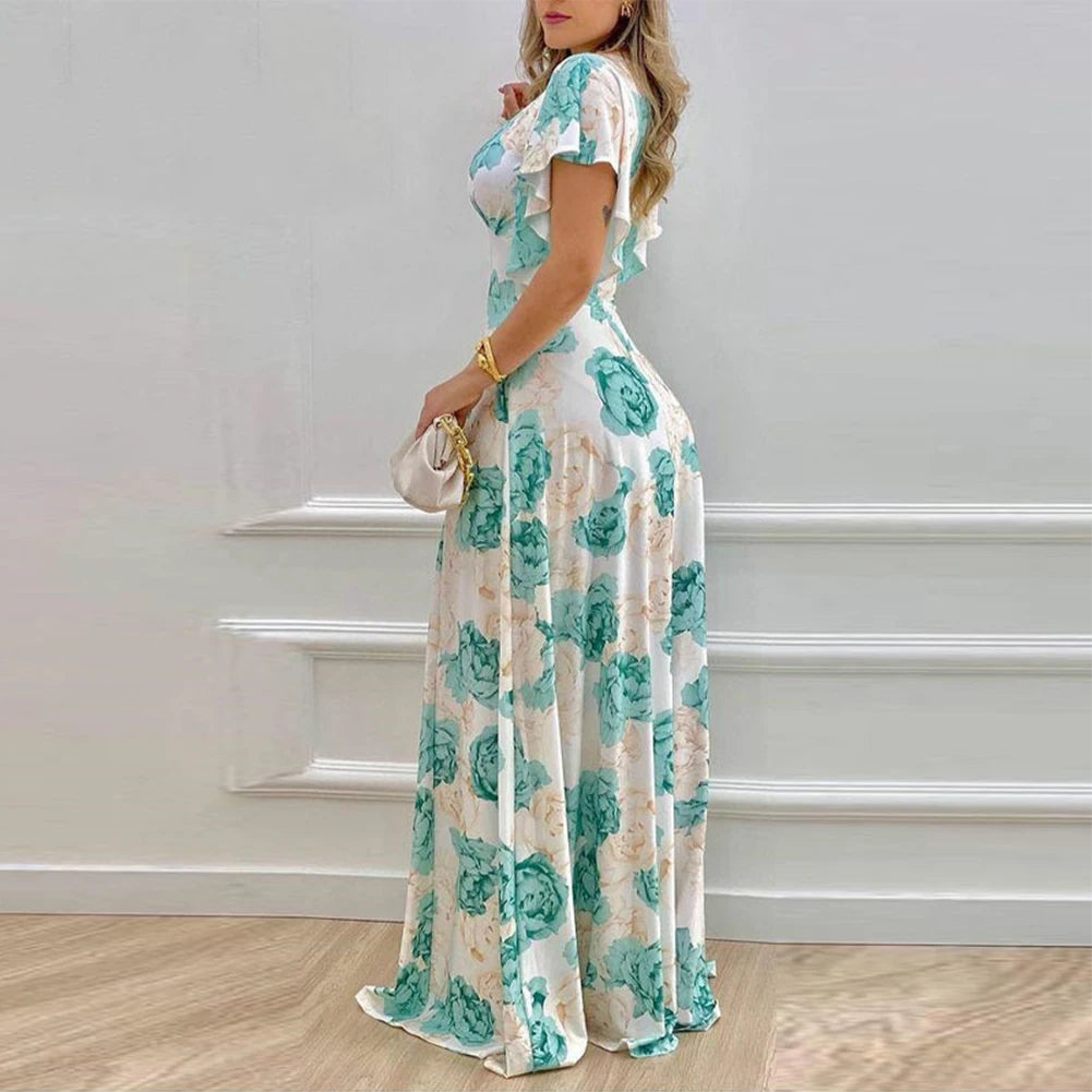 Elegant High Waist Holiday Maxi Dress