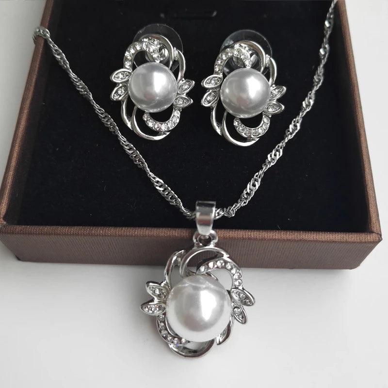 Several Pearl Jewelry Sets Fashion Gold/Silver Crystal