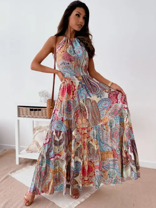 Colorfull Open Back Beach Long Dress