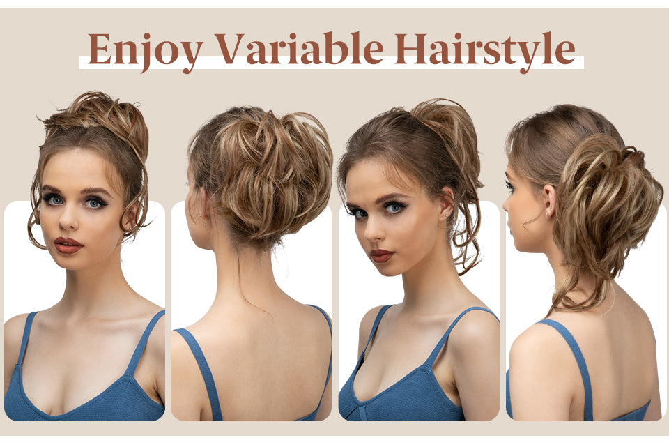 Hair Donut Bun Synthetic Straight Gold Messy Elastic Band