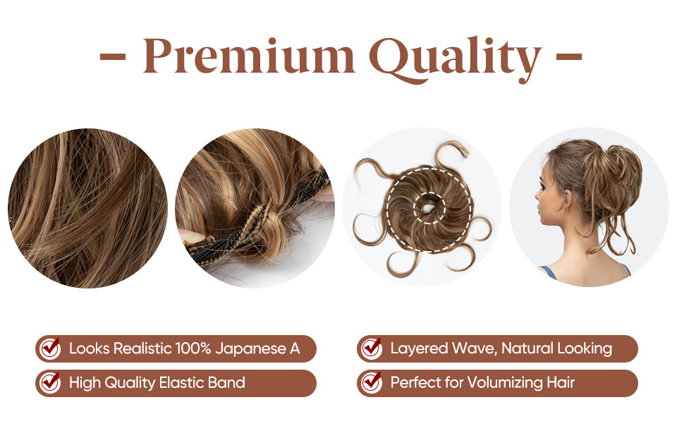 Hair Donut Bun Synthetic Straight Gold Messy Elastic Band