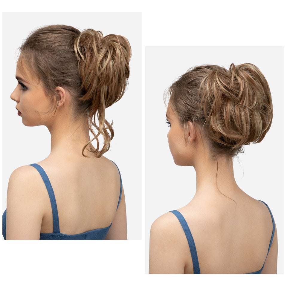 Hair Donut Bun Synthetic Straight Gold Messy Elastic Band