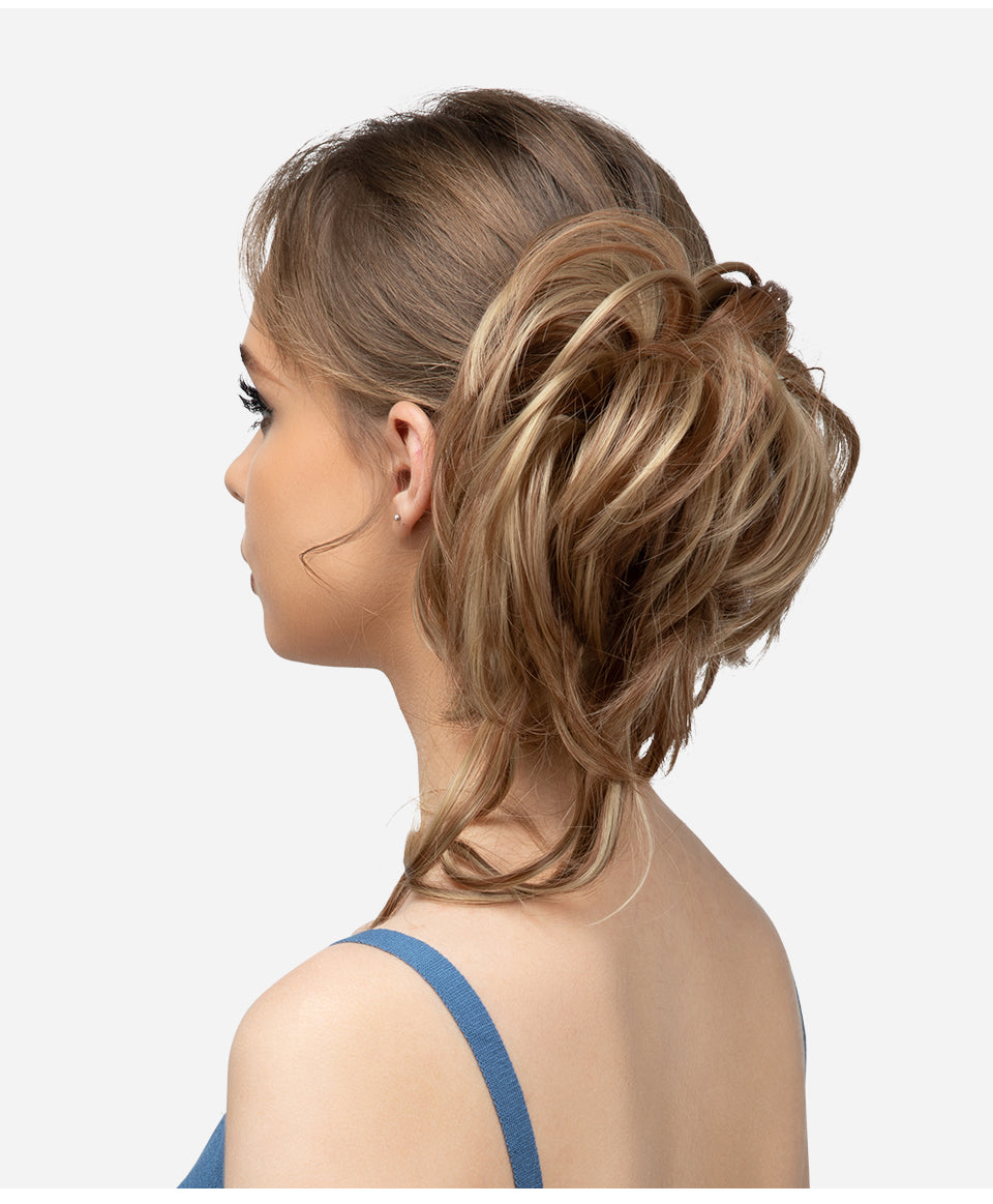 Hair Donut Bun Synthetic Straight Gold Messy Elastic Band