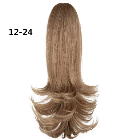 Ponytail 14" Synthetic Heat Resistant Gold Natural Long Curly Tail Wavy Claw In Instant