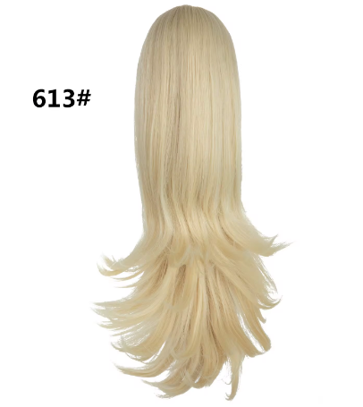 Ponytail 14" Synthetic Heat Resistant Gold Natural Long Curly Tail Wavy Claw In Instant